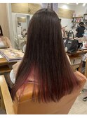 ロングインナーカラー×ピンク