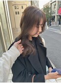 韓国くびれミディアムヘアヨシンモリ小顔前髪オリーブグレージュ