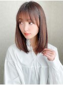 シースルー前髪ベージュカラーヨシンモリ美髪ストレートヘア艶髪
