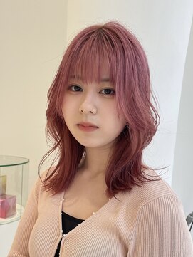 ハイブ 金沢(Hive) レイヤーカットプラムピンクペールピンク10代20代ブリーチカラー