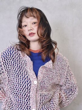 コイ(coii) 顔周りレイヤーデザインカラー/オレンジベージュ/ミディアムヘア