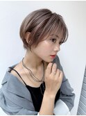 丸みショート絶壁解消ひし形ベージュカラー前髪ありK20250918