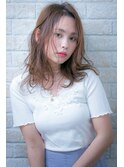 ダスティ、ウォームオレンジュ、ホワイトブロンドヘア