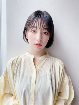 ファンナギンザ(FaNNa ginza) ブリーチなし透明感グレージュ大人ボブ/シースルーバング/前髪