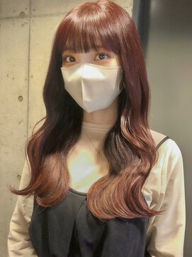 リコバイアフロート(riko by afloat) 暖色カラー/チェリーレッド/ワイドバング/ロングヘア/ウェーブ