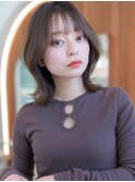 大人かわいい前髪セシルカットココアブラウンフリンジウェーブ
