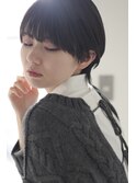韓国風/透明感カラー/オリーブアッシュ/ぱっつん前髪/小顔カット