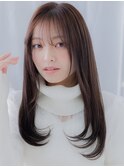 グレージュアッシュ艶髪ストレート小顔ロングa上尾20代30代40代