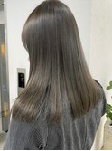 ブリーチなしダブルカラー_オリーブグレージュ_透明感カラー
