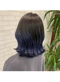 くびれボブミニウルフ透明感ブルーアッシュグレージュカラー