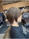 【山本智文】ショートカットウルフ脱白髪染めハイライト
