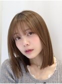 表参道酸性ストレートパーマ艶髪ミディアムレイヤーベージュ40代