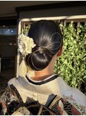 上品低めシニヨン × 振袖成人式スタイル【ヘアセット/着付け】