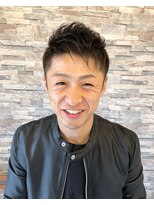 ログ ヘアー(LOG HAIR)&nbsp;ふんわりパーマ&ネイビーアッシュ&レザーのジャケット