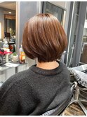 オレンジベージュ・ショートボブ