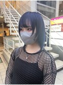 ダブルカラー ウルフカット ネイビーブルー