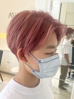 アブニールドール 大山台店&nbsp;【ブリーチあり】ハンサムショート×コーラルピンク