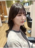 ★小顔顔まわりカット/韓国ヘア/ぱっつん前髪/サイドバンク/艶髪