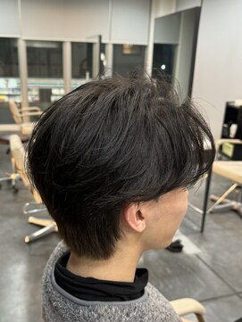 バース 梅田中崎町店(BIRTH) 韓国へアカルマパーマワックスなしセンターパート黒髪ウルフ