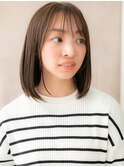 ヘーゼルブラウン艶感ストレート前下がりボブY戸田公園20代30代