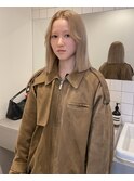 ミルクティーベージュ×縮毛矯正　酸性ストレート
