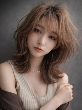 シオン(shion) 前髪カットくびれミディ韓国ヘア顔周りレイヤー_F1491