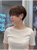 大人可愛い20代30代40代ミルクティー丸みショート◎