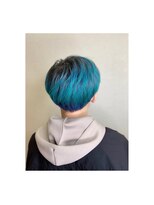 髪といろいろ 青～青緑のグラデーションカラー＋ポイントで多色遊び