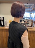 ピンクブラウンミニボブ