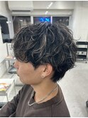 地毛を生かしたハイライト/ワンカールパーマ