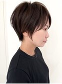 ハイライト白髪ぼかしダブルカラーインナーカラーショートボブ