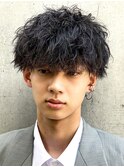 波巻きツイストスパイラルパーマ×メンズツーブロックマッシュ