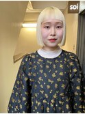 【White blond】オン眉_ミニボブ_ケアブリーチ