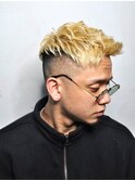 メンズショートビジネスツーブロックセンターパートフェード