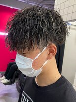 メッシュハイライトスパイラルパーマツイストパーマツーブロック