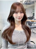 顔周りレイヤー韓国ヘア顔周りレイヤーロング_F20883