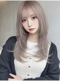 柔らかロングレイヤー × ミルクティーベージュ