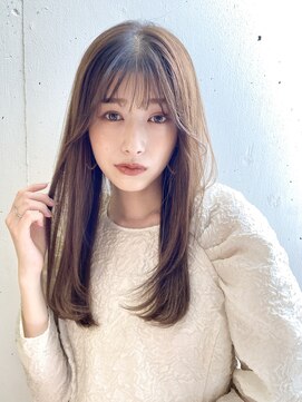 ヘアラウンジ ビーチ 青山 外苑前(hair lounge BEACH) 大人かわいいフェザーバングカーキグレージュ