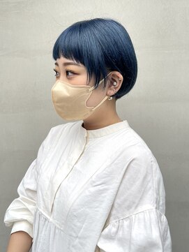 ヘアー アイス ルーチェ(HAIR ICI LUCE) ミニボブ　ブルーカラー　コバルトブルー　担当中西