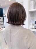 福山市美容室Caary人気 透明感パープルアッシュミディアムボブ