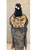 ダウンスタイルセミロング黒髪暗髪和装ガーリー花飾り着付け