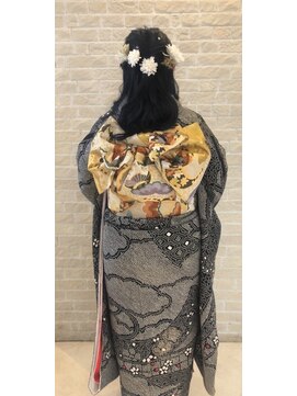 ドゥーク(dowku) ダウンスタイルセミロング黒髪暗髪和装ガーリー花飾り着付け