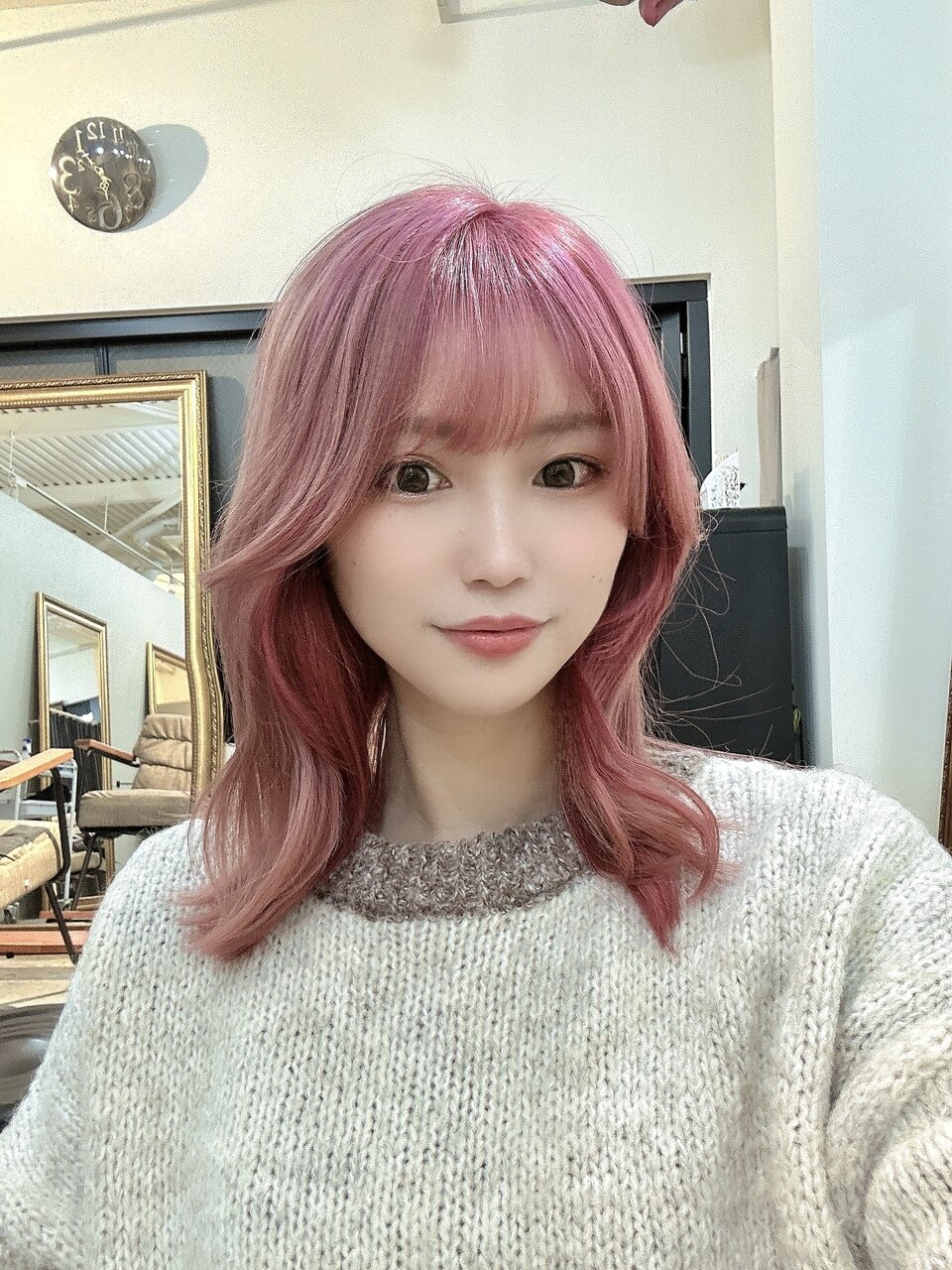 レイヤーロングピンクラベンダーグレーベージュ：L194561042｜シェリー