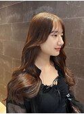 orangebrown color × 顔周りカット