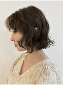 +小顔ミディアムパーマミディアム/デジタルパーマボブパーマ前髪