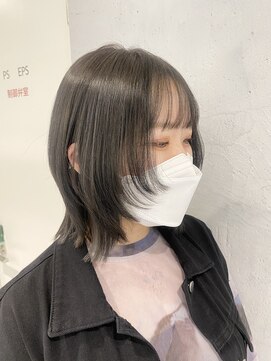 フリー(Free.) ボブウルフ×グレージュ、グレーベージュ、ブリーチカラー