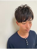 ツーブロック×アッシュブラウン
