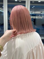 ガーデンヨコハマ(GARDEN YOKOHAMA) 切りっぱなし 外ハネボブ  ピンク ハイトーンブリーチイメチェン
