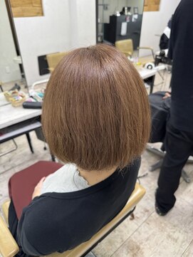 アジールヘア 所沢プロペ通り店(agir hair) ミルクティーベージュボブルフ小顔カットワンレン所沢練馬韓国