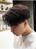 大人男髪ピンパーマハーフバック